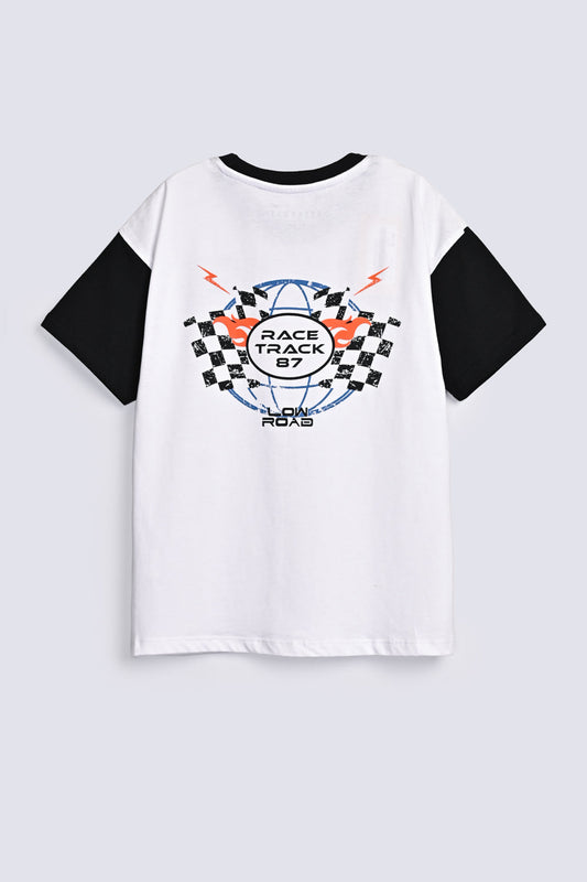 BOYS DROP SHOULDER CONTRAST SLEEVE TEE